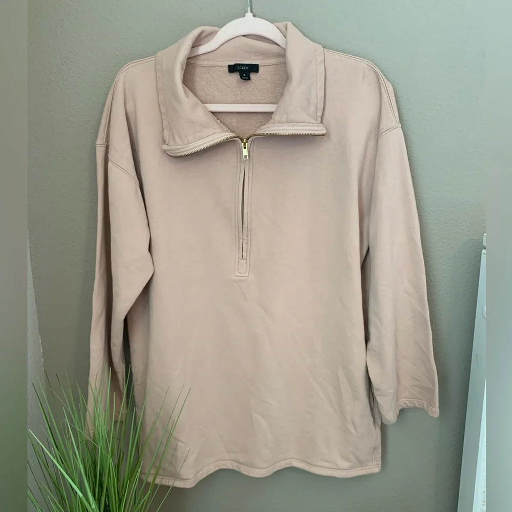J.Crew Tunic half zip pullover sweater. Camel pinkish color. Oversized. Size S.